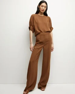Veronica Beard Tops*Margaret Matte Crepe Top in Deep Ochre DeepOchre