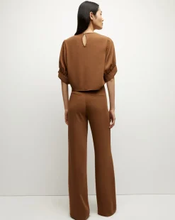 Veronica Beard Tops*Margaret Matte Crepe Top in Deep Ochre DeepOchre