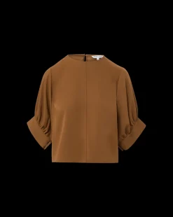 Veronica Beard Tops*Margaret Matte Crepe Top in Deep Ochre DeepOchre