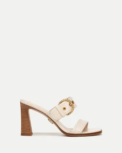 Veronica Beard Sandals*Margaux Leather Buckle Sandle| Ecru