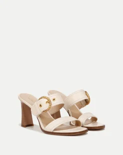Veronica Beard Sandals*Margaux Leather Buckle Sandle| Ecru