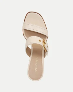 Veronica Beard Sandals*Margaux Leather Buckle Sandle| Ecru