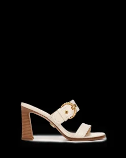 Veronica Beard Sandals*Margaux Leather Buckle Sandle| Ecru