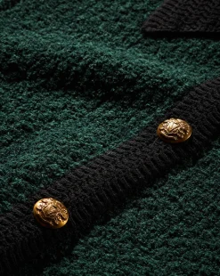 Veronica Beard Sweaters|Tops*Marie Tweed Cardigan in Dark Green & Black Pine/Black