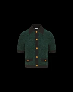 Veronica Beard Sweaters|Tops*Marie Tweed Cardigan in Dark Green & Black Pine/Black