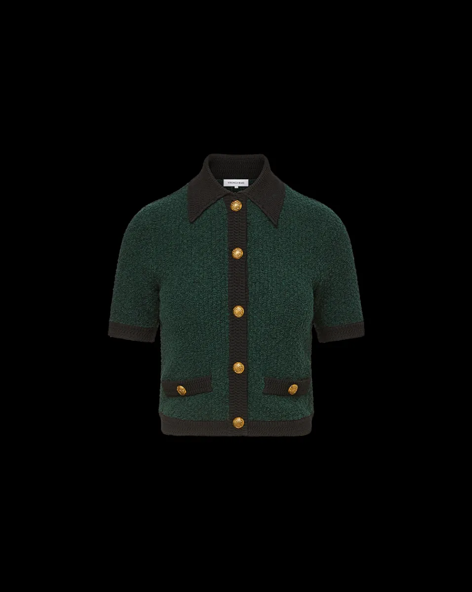 Veronica Beard Sweaters|Tops*Marie Tweed Cardigan in Dark Green & Black Pine/Black