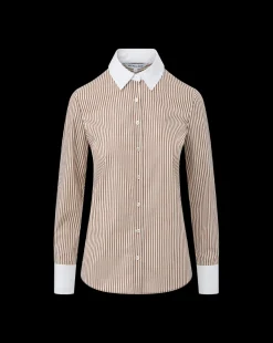 Veronica Beard Tops*Marisol Poplin Shirt in Deep Ochre/White DeepOchre/White