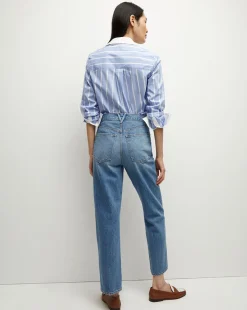 Veronica Beard Tops*Marisol Poplin Shirt in Hydrangea/White