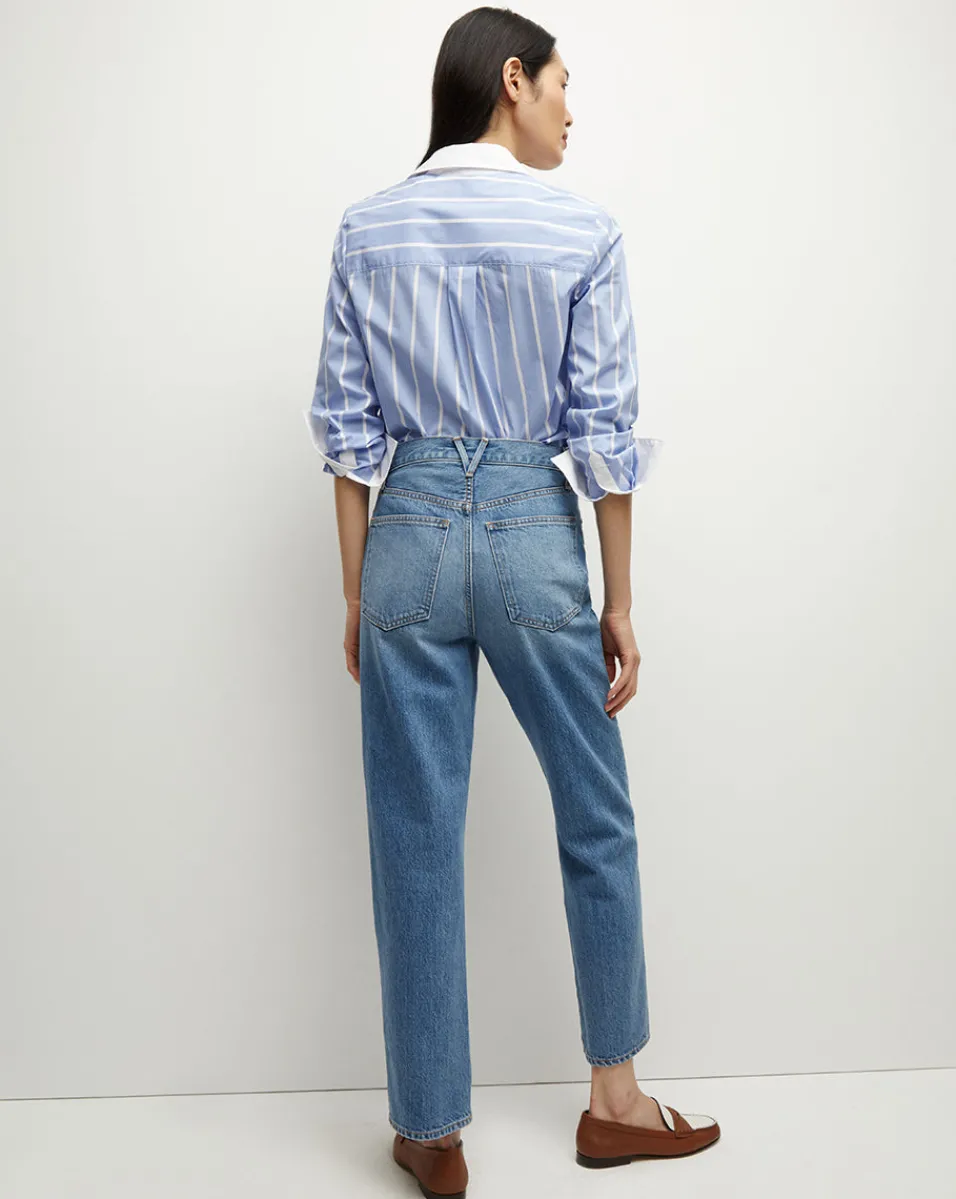Veronica Beard Tops*Marisol Poplin Shirt in Hydrangea/White