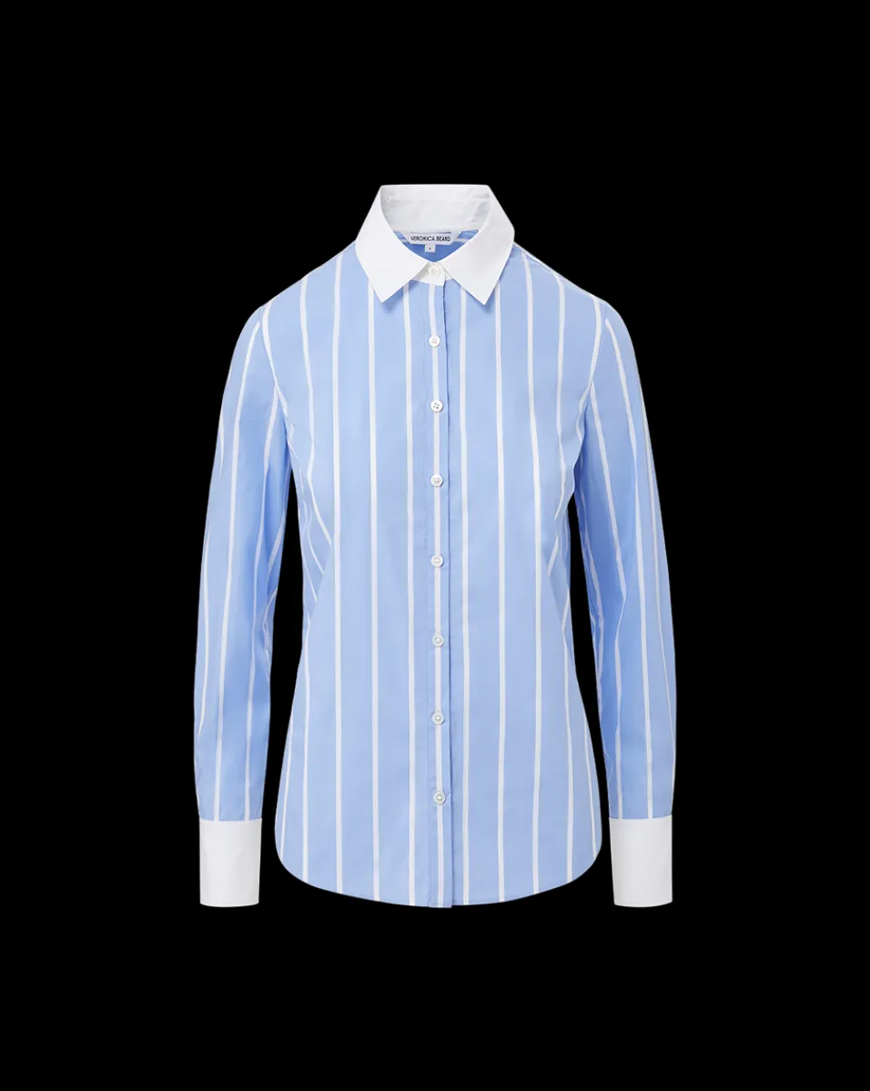 Veronica Beard Tops*Marisol Poplin Shirt in Hydrangea/White