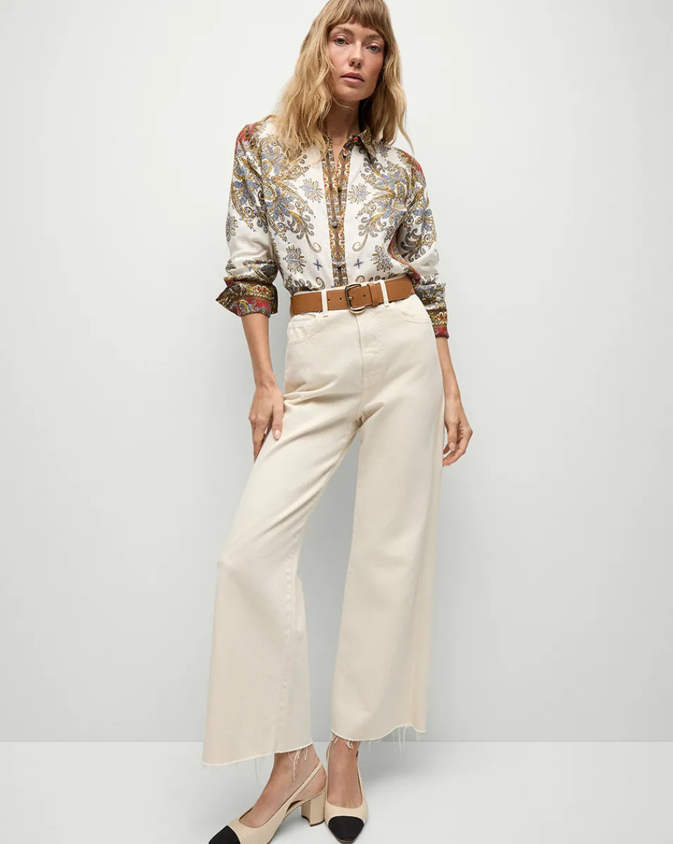 Veronica Beard Tops|Matching Sets*Maryam Linen Shirt in Cream & Red Pattern Dove/RedMulti