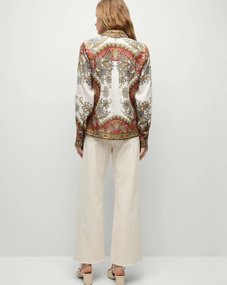 Veronica Beard Tops|Matching Sets*Maryam Linen Shirt in Cream & Red Pattern Dove/RedMulti