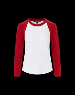 Veronica Beard Tops*Mason Baseball Tee in White/Red