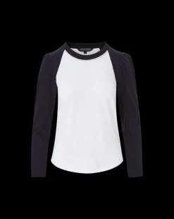 Veronica Beard Tops*Mason Baseball Tee in White/Navy