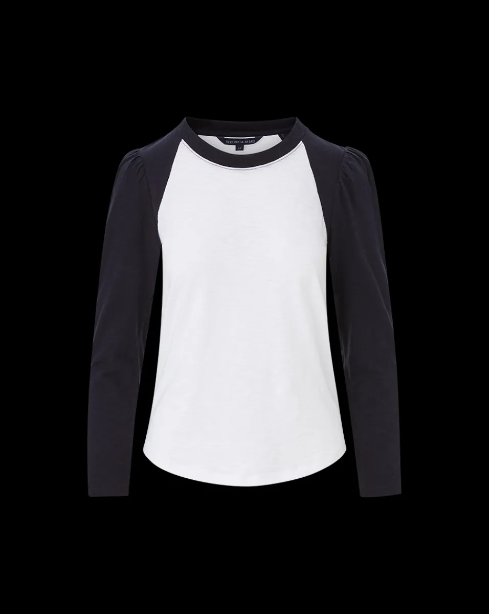 Veronica Beard Tops*Mason Baseball Tee in White/Navy