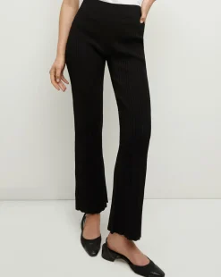Veronica Beard Pants*Massaro Rib-Knit Pant in Black
