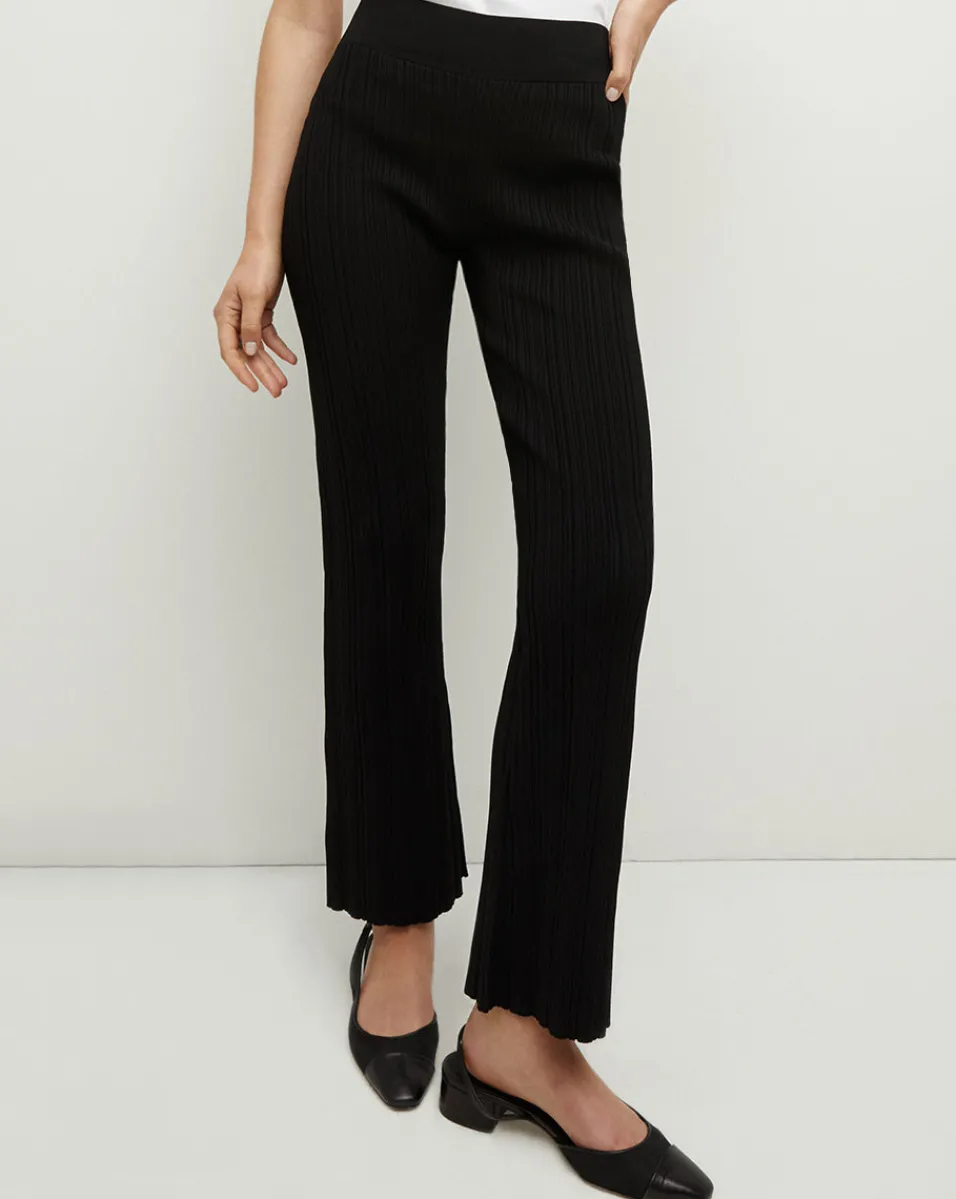 Veronica Beard Pants*Massaro Rib-Knit Pant in Black