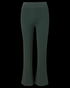 Veronica Beard Pants*Massaro Rib-Knit Skinny-Flare Pant ForestGreen