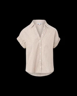 Veronica Beard Tops*Matera Cotton Button-Down Shirt in Acorn/White