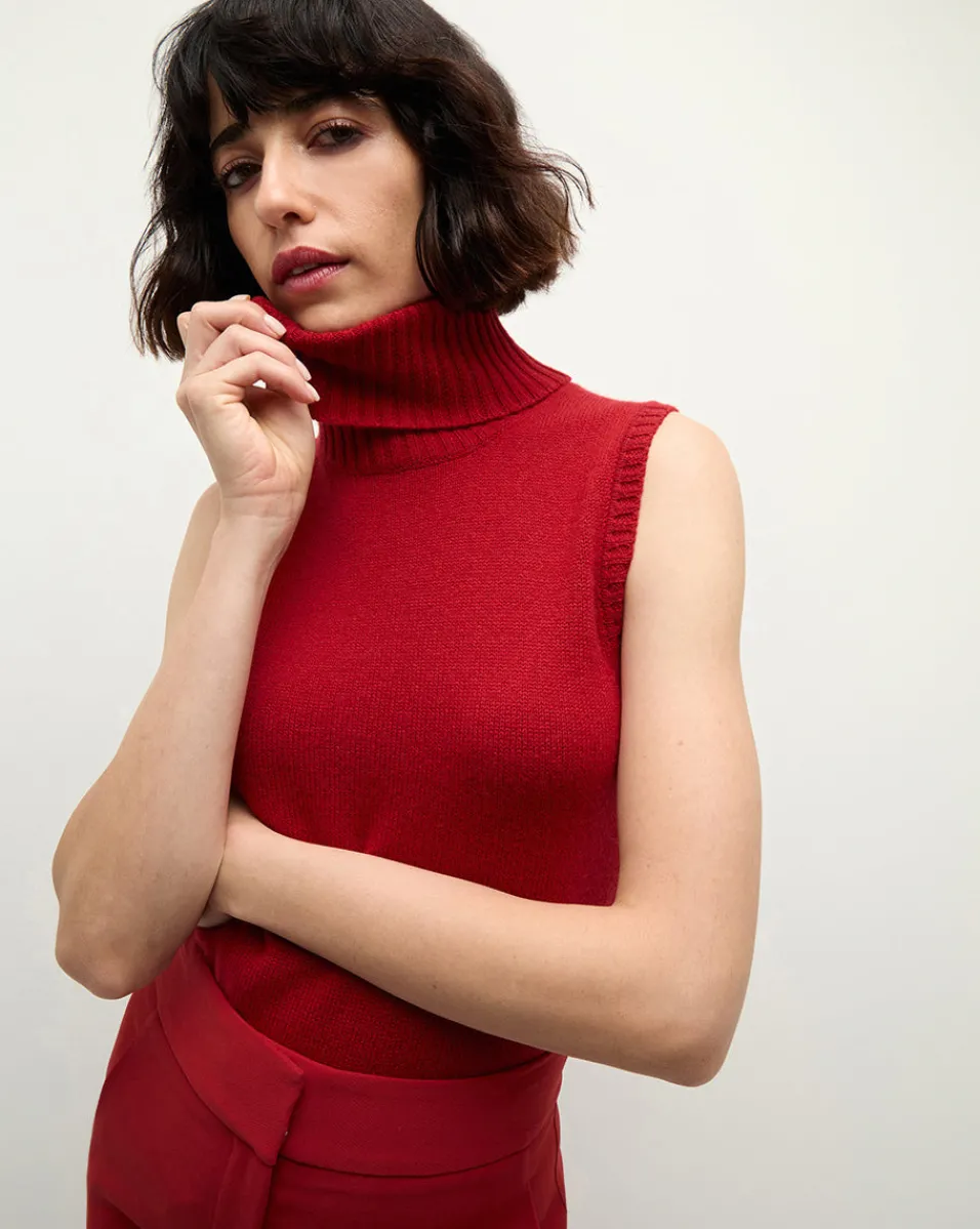 Veronica Beard Sweaters|Tops*Mazzy Cashmere Turtleneck in Crimson