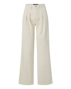 Veronica Beard Jeans*Mia Mid-Rise, Pleated Wide-Leg Jean Ecru