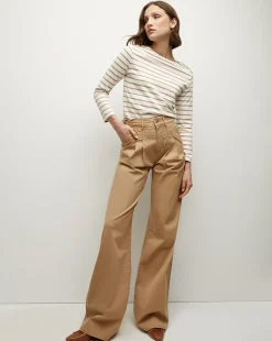 Veronica Beard Pants*Mia Wide-Leg Pleated Pant in Khaki