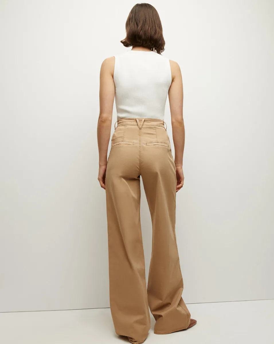 Veronica Beard Pants*Mia Wide-Leg Pleated Pant in Khaki