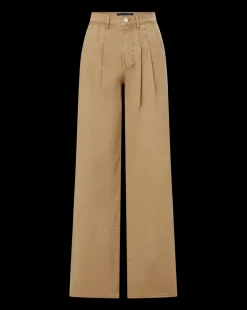 Veronica Beard Pants*Mia Wide-Leg Pleated Pant in Khaki