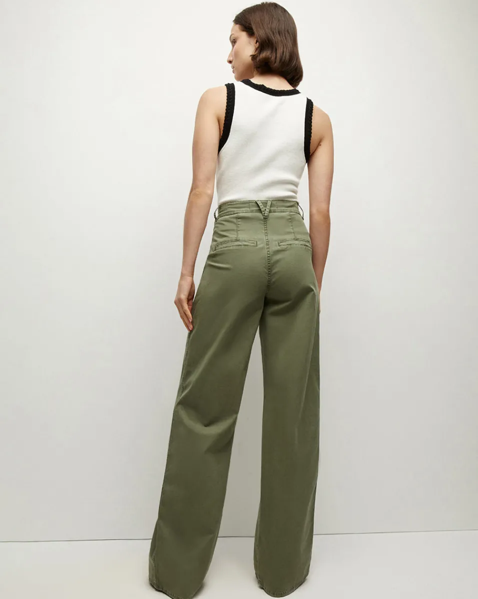 Veronica Beard Pants*Mia Wide-Leg Pleated Pant in Stone Army StoneArmy