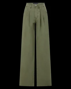 Veronica Beard Pants*Mia Wide-Leg Pleated Pant in Stone Army StoneArmy