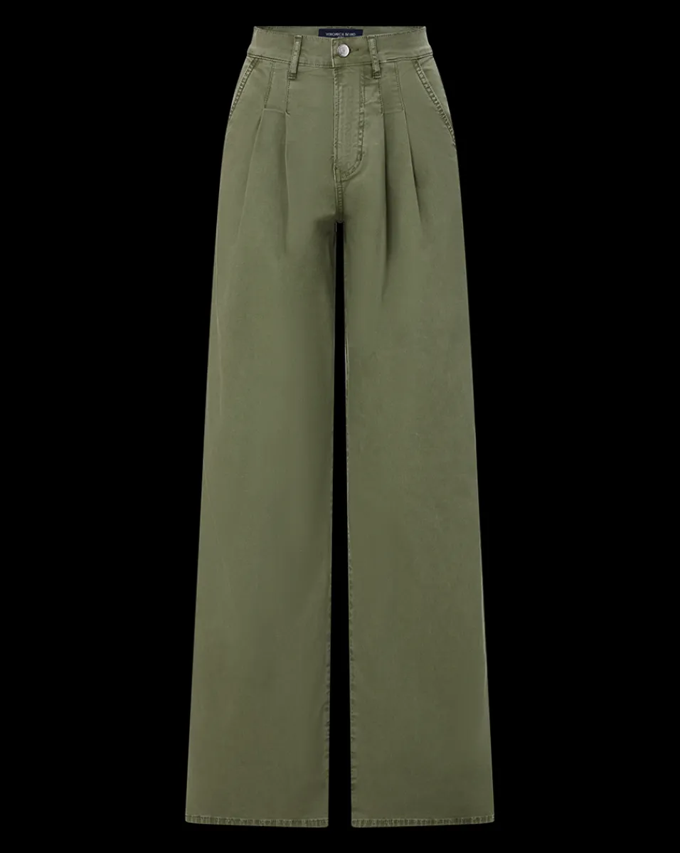 Veronica Beard Pants*Mia Wide-Leg Pleated Pant in Stone Army StoneArmy