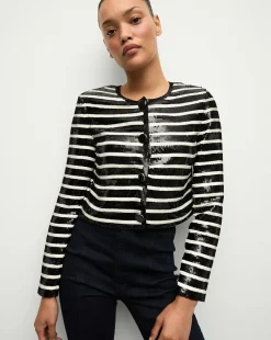 Veronica Beard Jackets & Outerwear|Party Dressing*Mickey Sequin Cropped Jacket in Black/White Black/Off-White