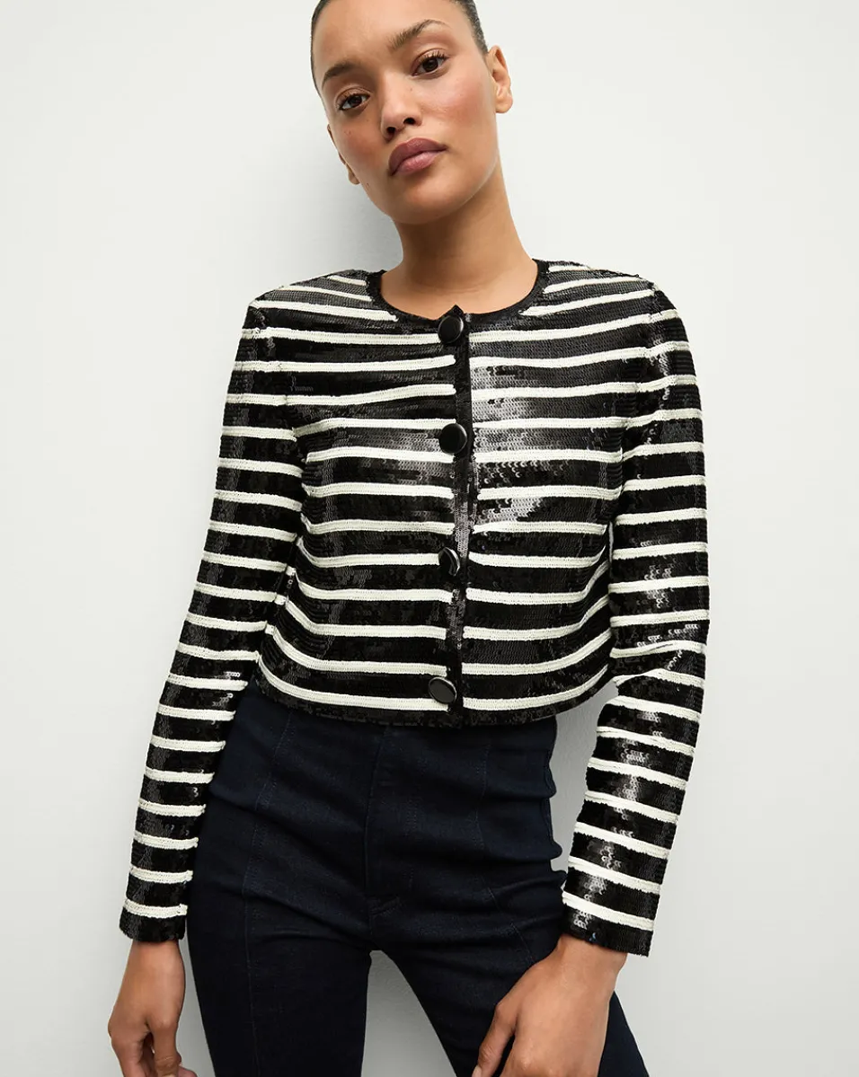 Veronica Beard Jackets & Outerwear|Party Dressing*Mickey Sequin Cropped Jacket in Black/White Black/Off-White