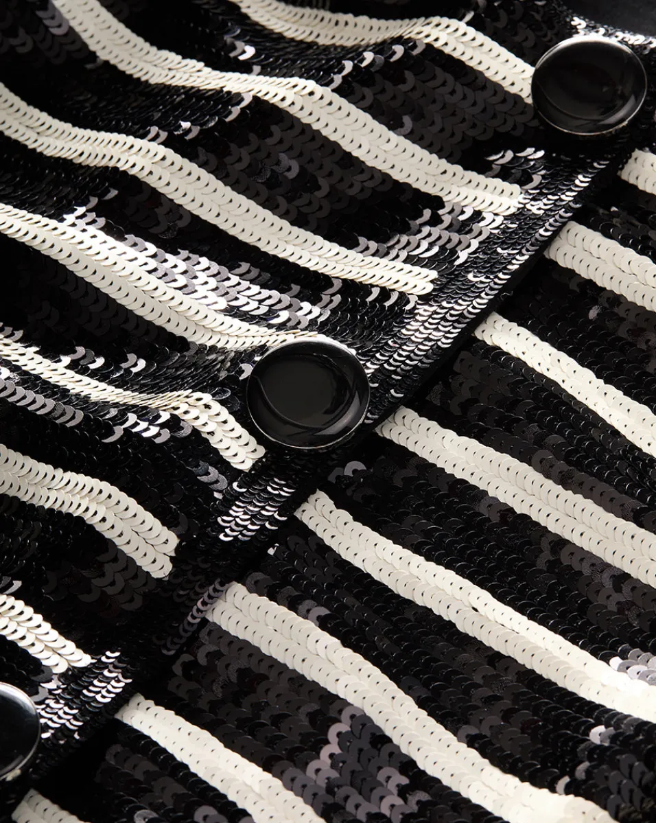 Veronica Beard Jackets & Outerwear|Party Dressing*Mickey Sequin Cropped Jacket in Black/White Black/Off-White