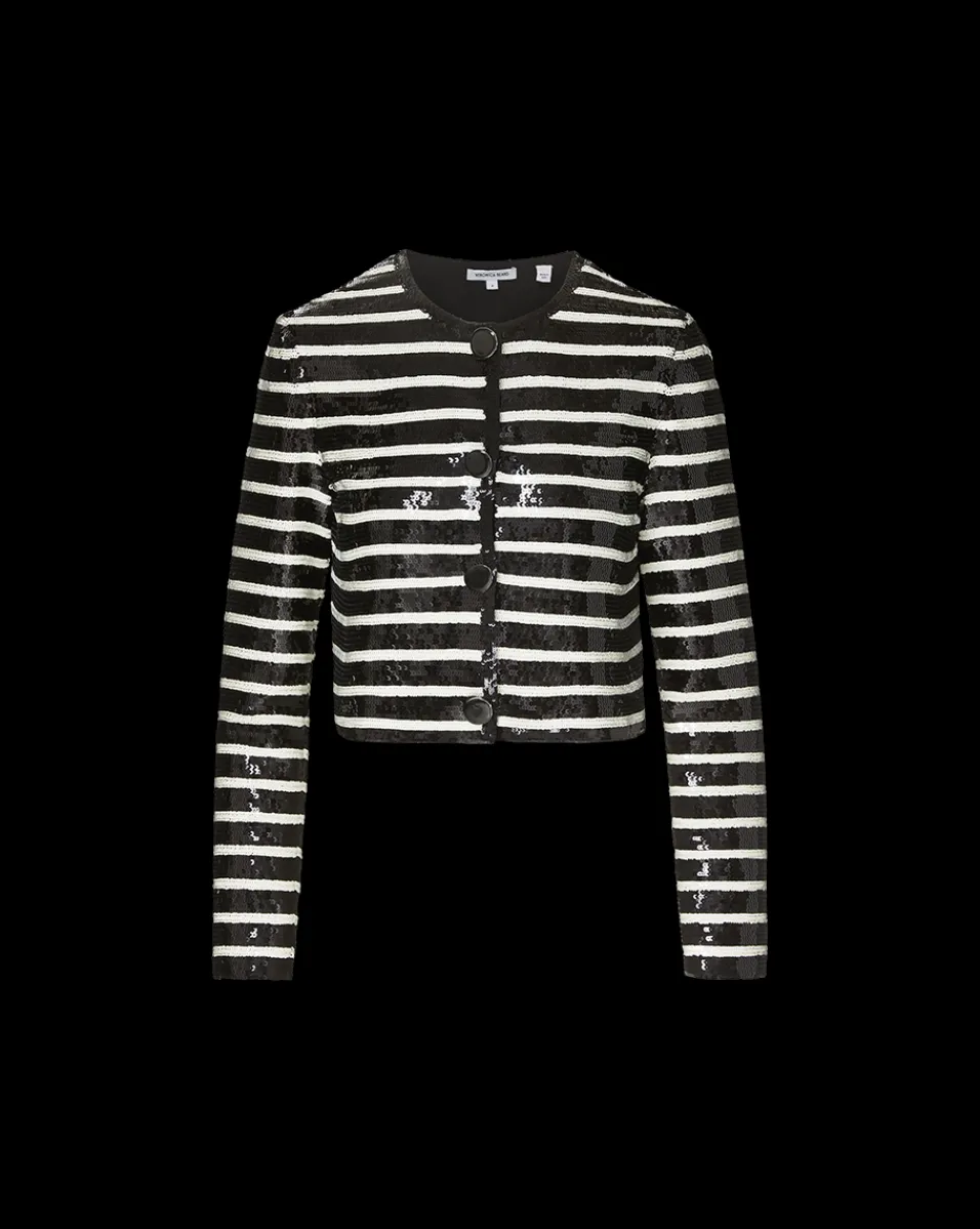 Veronica Beard Jackets & Outerwear|Party Dressing*Mickey Sequin Cropped Jacket in Black/White Black/Off-White