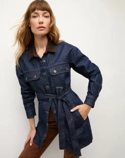 Veronica Beard Jackets & Outerwear|The Veronicas' Favorites*Mikaela Shacket With Cord Collar in Indigo Rinse IndigoRinse