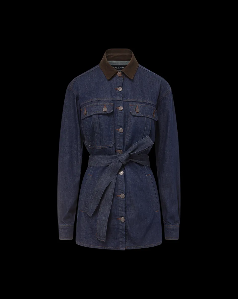 Veronica Beard Jackets & Outerwear|The Veronicas' Favorites*Mikaela Shacket With Cord Collar in Indigo Rinse IndigoRinse