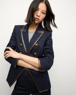 Veronica Beard Jackets & Outerwear|Matching Sets*Miller Denim Blazer Dickey Jacket in Dark Wash MidnightWash