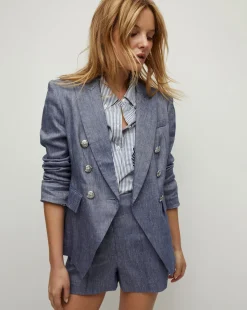 Veronica Beard Jackets & Outerwear|Extended Sizes*Miller Linen Dickey Jacket in Blue Melange BlueMelange