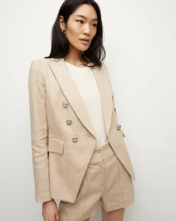 Veronica Beard Jackets & Outerwear|Extended Sizes*Miller Linen Dickey Jacket in Khaki Melange KhakiMelange