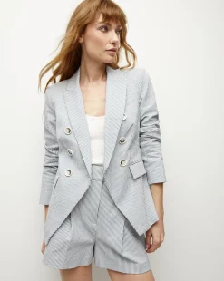 Veronica Beard Jackets & Outerwear*Miller Seersucker Dickey Jacket in Blue/White