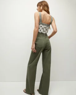 Veronica Beard Tops*Milton Floral Square-Neck Crop Tank IvoryMulti