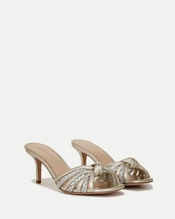 Veronica Beard Sandals*Misa Knot-Front Heel Sandals Platinum