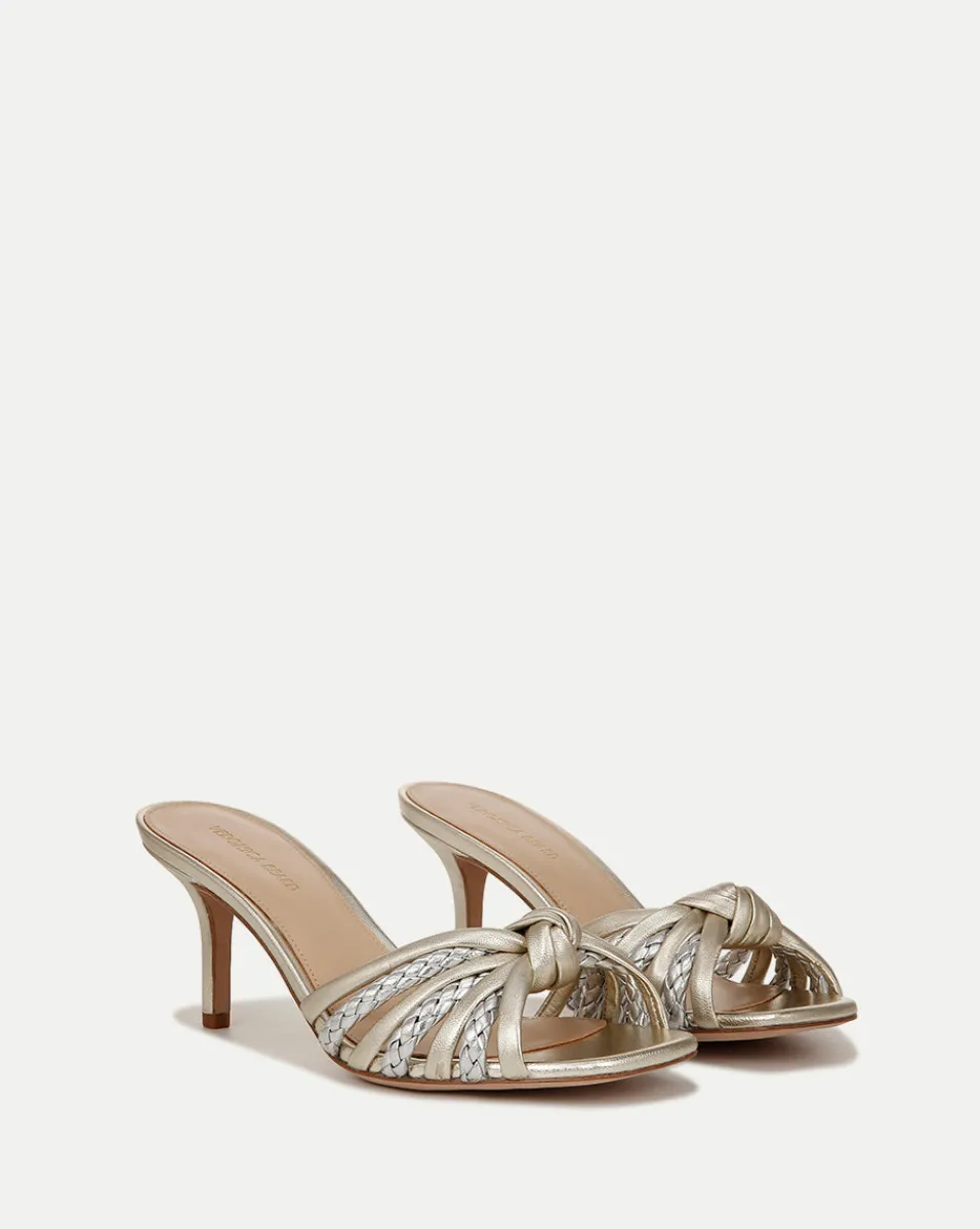 Veronica Beard Sandals*Misa Knot-Front Heel Sandals Platinum