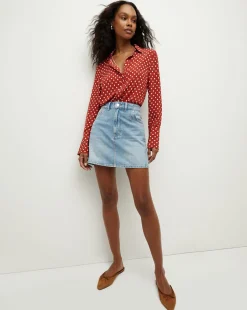 Veronica Beard Tops*Monique Polka-Dot Top in Brick Red/Ecru BrickRed/Ecru
