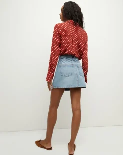 Veronica Beard Tops*Monique Polka-Dot Top in Brick Red/Ecru BrickRed/Ecru