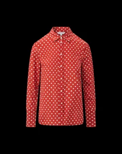 Veronica Beard Tops*Monique Polka-Dot Top in Brick Red/Ecru BrickRed/Ecru