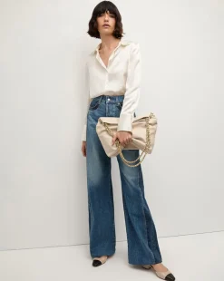 Veronica Beard Tops*Monique Silk Button-Down Shirt in Ivory