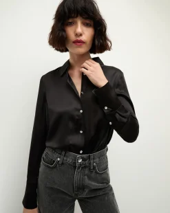 Veronica Beard Tops|Party Dressing*Monique Silk Button-Down Shirt in Black