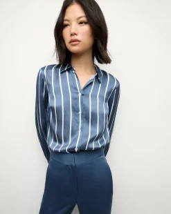 Veronica Beard Tops|The Veronicas' Favorites*Monique Top in Blue Stone/Off-White BlueStone/Off-White
